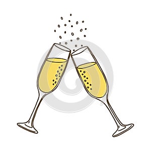 Champagne glasses. Vector illustration