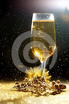Champagne with golden decorations
