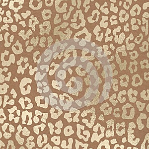 Champagne Golden Metallic Animal Print Pattern on brown Kraft Paper Texture Background, Digital Paper