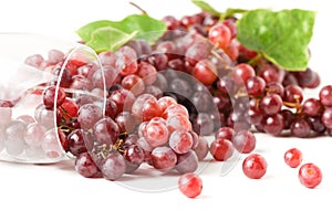 Champagne Grapes and wine glass isolated