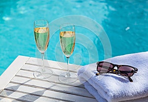 Champagne at the pool