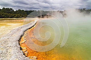 Champagne Pool, geothermal spring in Waiotapu, New Zealand