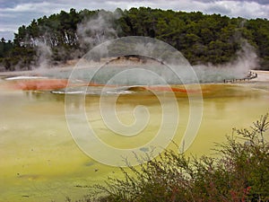 Champagne Pool in Wai-O-Tapu Geothermal Wonderland, New Zealand