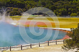 The Champagne Pool at Wai-O-Tapu or Sacred Waters â€“ Thermal Wonderland Rotorua New Zealand