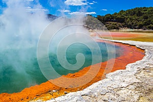 The Champagne Pool at Wai-O-Tapu or Sacred Waters â€“ Thermal Wonderland Rotorua New Zealand