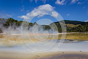 Champagne pool in Wai-O-Tapu thermal wonderland in Rotorua, New Zealand