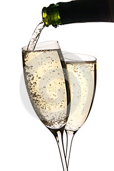 Champagne poured in glasses