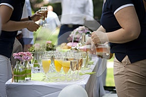 Champagne reception on wedding event