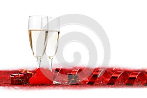 Champagne and red decor