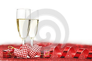 Champagne and red decor