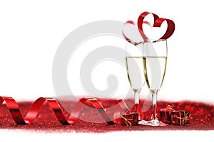 Champagne and red decor