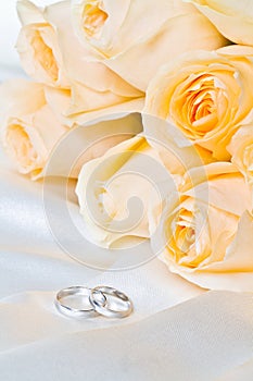 Champagne roses with rings