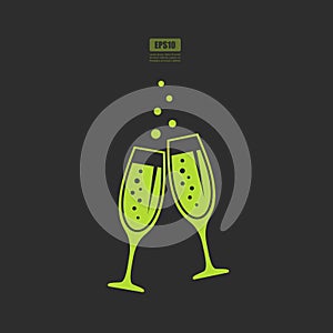 Champagne splash festive vector icon