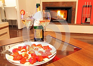 Champagne with strawberries photo