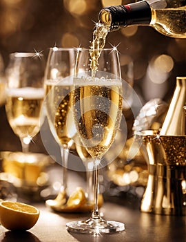 Champagne toast New Year\'s eve