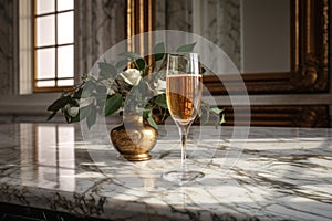 champagne toast on a polished marble table