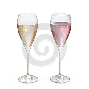 Champagne Tulip Glasses set with liquid, clipping path included