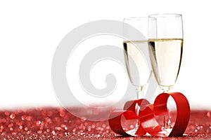 Champagne and valentines day decoration