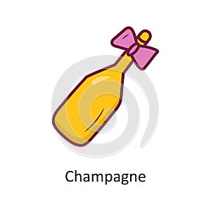 Champagne vector Fill outline Icon Design illustration. Holiday Symbol on White background EPS 10 File