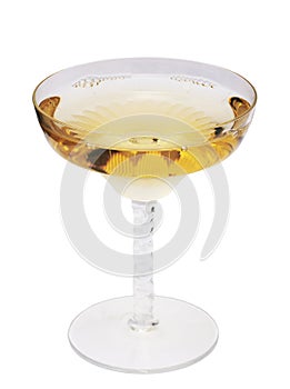 Champagne, white whine in transparent crystal glass
