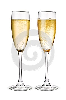 Champagne wine flute isolated on white