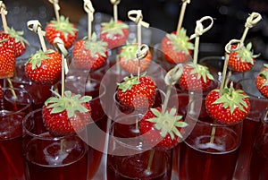 Champaign cocktail with strawberry
