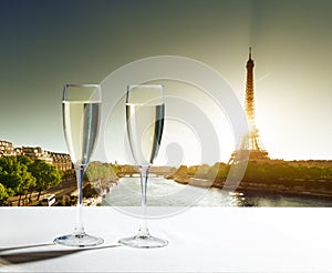 Champaign Glasses and Eiffel tower