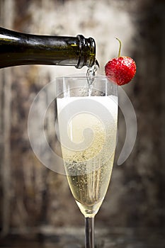 Champaign pouring out in a glass