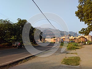 Champaner Town Road and Fortified Walls with Pavagarh Hill