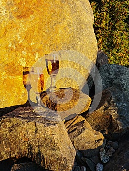 Champange and rocks