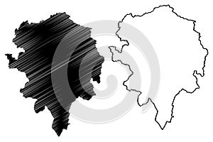 Champawat district Uttarakhand or Uttaranchal State, Republic of India map vector illustration, scribble sketch Champawat map