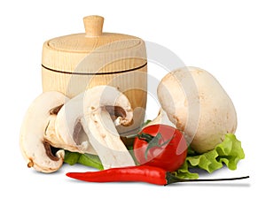 Champignon mushroom with pepper and tomato