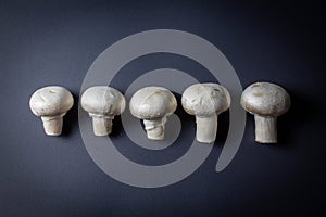 Champignons on a black background