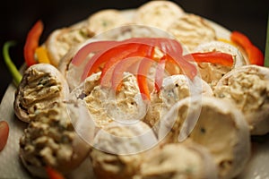 Champigon with cheese and vegetables