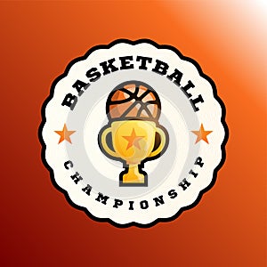 Champion basketball vector logo. Modern professional Typography sport basketball ball in retro style vector emblem and template