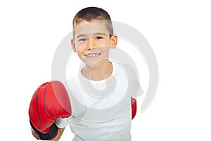 Champion boy with boxing glove