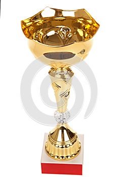 Champion golden trophy isolated on white background,gold trophy