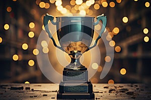 Champion golden trophy for winner background. Success and achievement concept