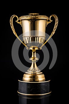 Champion golden trophy for winner background. Success and achievement concept. Sport and cup award theme