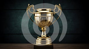 Champion golden trophy for winner. Success and achievement concept. Best entrepreneur, startup