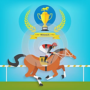 The champion of race horse riding, Vector illustration