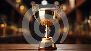 Champion shiny golden trophy. Generative Ai