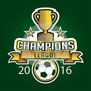 Champion soccer league logo emblem badge graphic with trophy