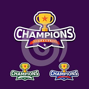 Champion sports league logo emblem badge graphic with trophy