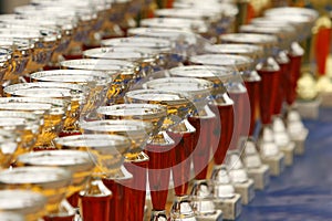 Champion trophies lined up