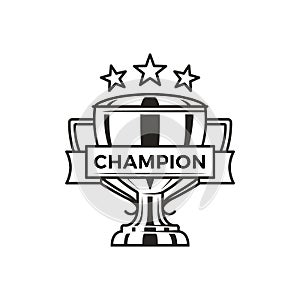 Champion Trophy with Stars Monochrome Logotype