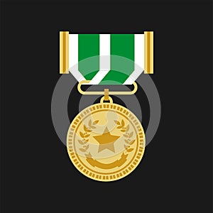 Champion or veteran medal award chevron vector flat icon