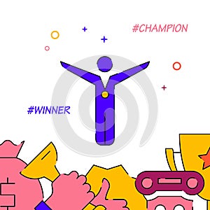 Champion, winner filled line icon, simple illustration