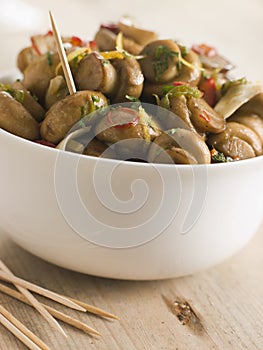 Championes al Ajillo- Chilli marinated Mushrooms