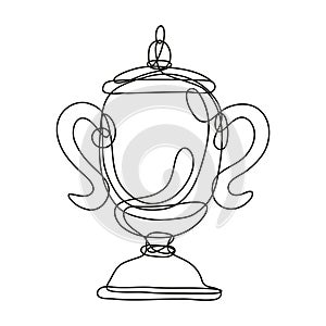 Championship Cup or Champion Trophy Front View Continuous Line Drawing